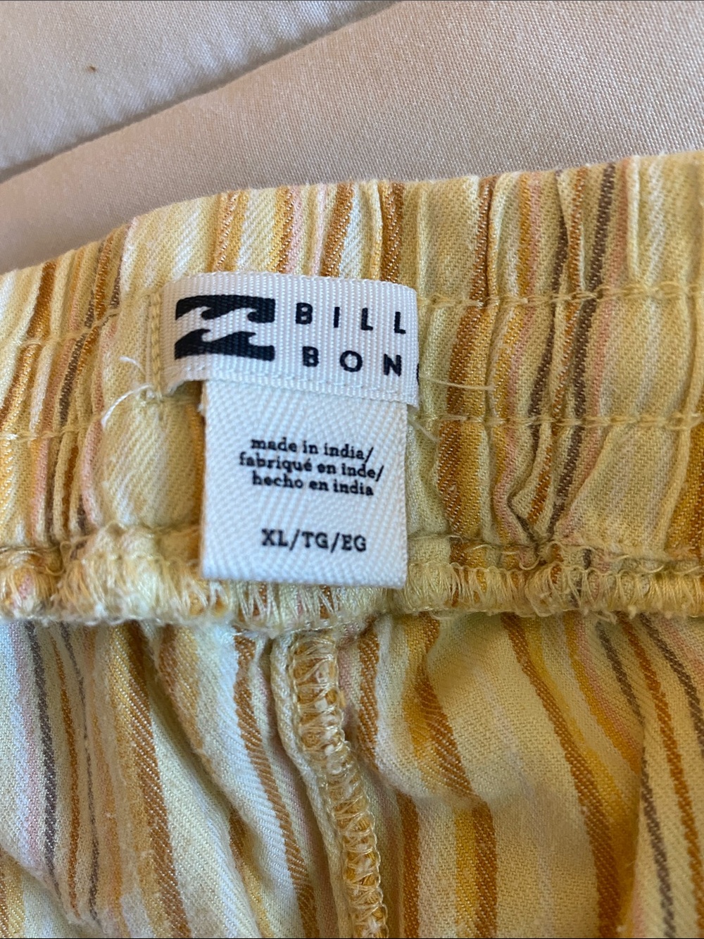 Women's Yellow Striped Drawstring Athletic Shorts - Picture 4 of 4